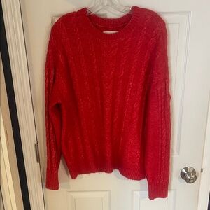 LOFT Vibrant Red Crew Neck Sweater